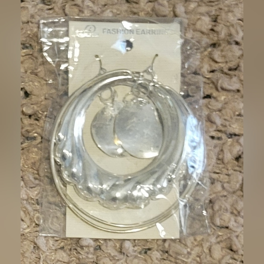FASHION EARRINGS Silver Hoops Plated Costume Jewelry